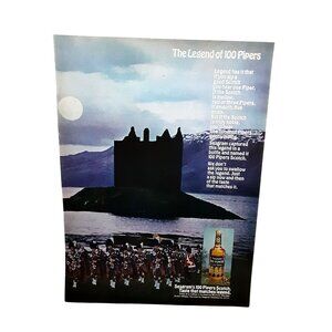 1969 Seagram's 100 Pipers Scotch Whisky Vintage Print Ad Scotland